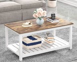 Modern Coffee Table With Storage Shelf, Farmhouse Rectangle Living Room ... - $231.99