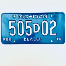 2006 United States Michigan Base Dealer License Plate 505D02 - £13.23 GBP