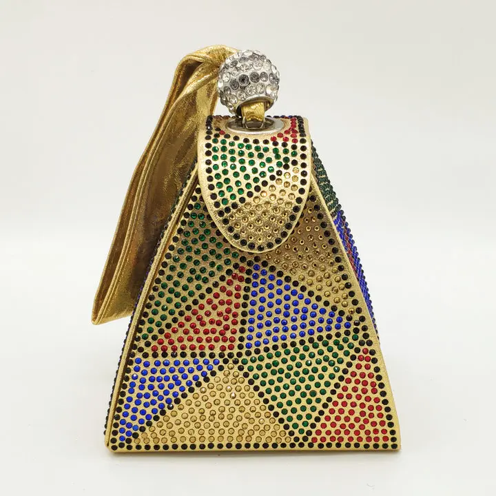 Boutique De FGG Pyramid Day Clutches Women Crystal Evening Purses and Handbags P - $91.03