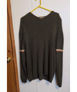Cherokee Mens XL Striped Pullover Green Crew Neck Sweater - £8.57 GBP
