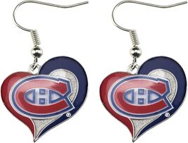 NEW WOMENS HEART SWIRL MONTREAL CANADIENS DROP DANGLE NHL EARRINGS - $9.85