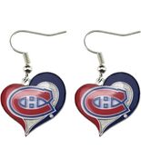 NEW WOMENS HEART SWIRL MONTREAL CANADIENS DROP DANGLE NHL EARRINGS - $13.75 CAD