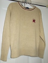 Vintage Ralph Lauren PRL 100% Silk Crewneck Sweater Logo Beige Womens M ... - £62.42 GBP