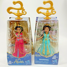 2 Disney Princess Jasmine Small Doll in Teal Pink Dress 3.5 in Aladdin NEW - £5.57 GBP