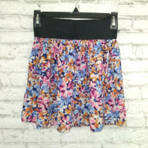 Forever 21 Skirt Womens XS Blue Pink Floral Mini Elastic Waist Rayon Short - £8.94 GBP