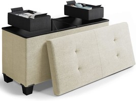 Storage Ottoman Bench With Storage Bins, 30-In Storage Bench For Bedroom... - $56.99