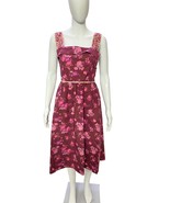 LoveShackFancy Womens Floral Printed Carmine Red Apple Cotton Midi Dress XS - $147.73