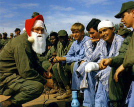 Soldier dressed as Santa Claus talks to wounded US soldiers Vietnam Phot... - £7.04 GBP+