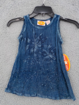 Raya Sun Sleeveless Girl Tankdress 2T Blue Thin Swim Cover Up Front Stitchig Nwt - £15.97 GBP