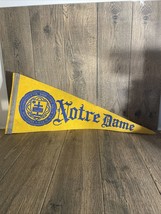 Vintage Notre Dame Fighting Irish Yellow And Blue Felt Pennant 28.5 Inches Long - £61.83 GBP