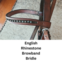 English Bridle Rhinestone Browband Brown USED image 2