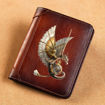  Wallet Vintage Steampunk Dragon Printing Card Holder Male Short Purses BK959 - £63.22 GBP