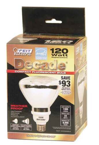 Decade 23W / 120W 120V PAR38 Weatherproof Clear CFL Flood E26 Base D23PA... - $14.36