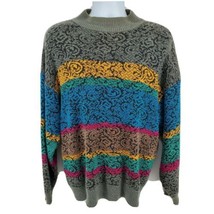Syncs Union Bay Vintage Sweater Size L Long Sleeve Cotton Mock Neck Colorful - £20.38 GBP