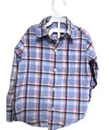 Janie And Jack Toddler Boy Button Up Shirt Size 3 Blue Plaid 100% Cotton - $11.37 CAD