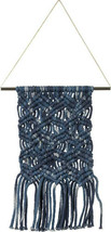 Bohemian Macrame Hand Woven Textile 16" Blue Wall Hanging Decor Hand Knotted New - $19.95