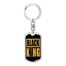 Chess Fan Gift Black King Power Piece Swivel Keychain Dog Tag Stainless Steel or - £31.10 GBP