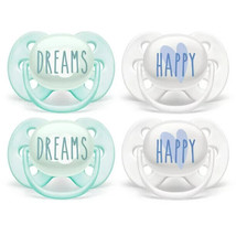 4 PK - 0-6 Months Philips Avent Ultra Soft Pacifier Dreams and Happy SCF222/43 - £15.73 GBP