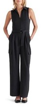 Steve Madden DO33031 Sleeveless zip Belted Cargo Jumpsuit SZ M Black - $97.96