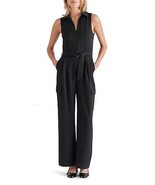 Steve Madden DO33031 Sleeveless zip Belted Cargo Jumpsuit SZ M Black - $1,806.75 MXN