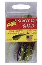 Arkie Sexeee Tail Shad, 2&quot;, Sour Grape, 8-Pack Fishing Lure Bait Tackle - £3.76 GBP