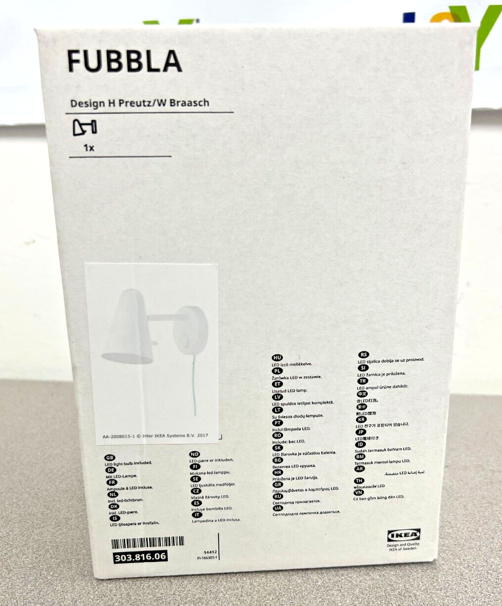 Primary image for IKEA Fubbla LED Wall Mount Lamp White 303.816.06