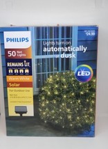 New Philips 50 Ct Solar LED 3&#39; x 4&#39; Net String Lights Warm White Outdoor - £15.14 GBP