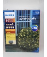 New Philips 50 Ct Solar LED 3&#39; x 4&#39; Net String Lights Warm White Outdoor - $19.99
