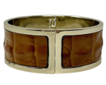 Brahmin Small Bangle Cuff Bracelet, Cognac Leather and Goldtone - $47.49