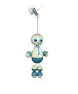 Baby Crib Hanging Toy Rattle Vintage 1950s Cream And Blue - €25,76 EUR