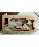 Carved Wood PENNSYLVANIA State Cutout Wall Art w/ Liberty Bell, Horse &amp; ... - $24.40