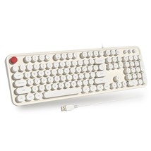 Usb Wired Computer Keyboard - Retro Typewriter Keyboard - Full Size Keyboard Wit - £37.82 GBP
