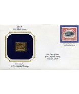 1918 24 Cent Inverted Jenny 22Kt Gold First Day Issue Replica Cover Stamp - £7.93 GBP