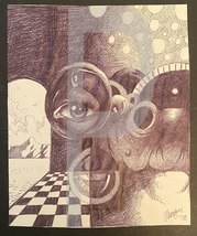 Bill Jameson Surrealism Drawing &quot;The Eye Valve&quot; 1968 - £24.35 GBP