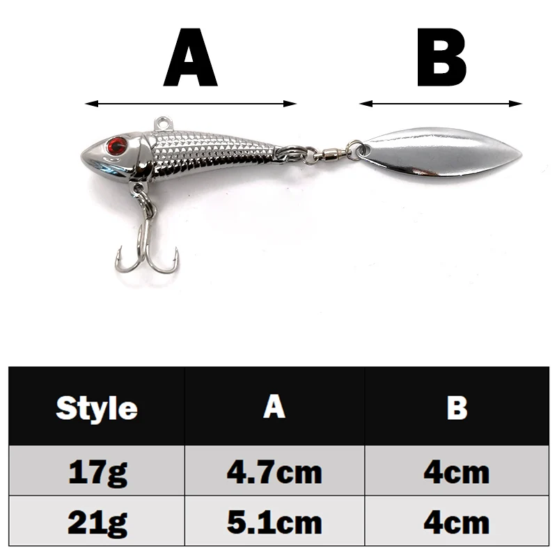 Sporting NEW Vib Spoon Lure 17g 21g Metal Fishing Lures Sequins Spinner A Hard I - £23.84 GBP