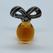 Vintage Miniature Perfume Bottle Bow Topper With Rhinestone Parfum 3.7 Ml Paris - £3.98 GBP