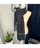 Furla Metallic Knit Scarf, Wool, Black &amp; Gray, Reversible,Designer Luxur... - $99.00