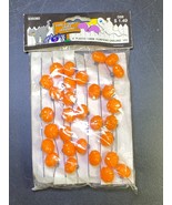 Pumpkin Garland Cute N Creepy 6&#39; Plastic New old stock 1994 Vintage mini  - $9.90