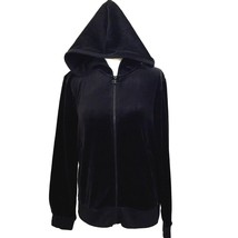 Champion Women&#39;s Small Velour Hooded Athletic Zip Front Top Hoodie Black... - £17.58 GBP