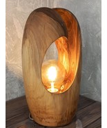 Modern Sculptural Light Wooden Table Desk Bedroom Lamp Home decor, walnut  - £231.58 GBP