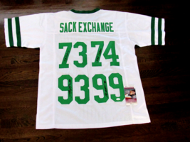 NEW YORK JETS SACK EXCHANGE DEFENSIVE FRINT FOUR 1980&#39;S SIGNED AUTO JERS... - £233.92 GBP