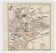 1924 Original Vintage City Map Of Lincoln / Lincolnshire / England - £17.19 GBP