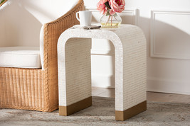 Christa Coastal Beige and White Mother of Pearl Capiz Shell End Table - $203.00