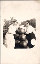 RPPC Two Edwardian Women Posing Canon Balls Artillery Minnesota MN Postcard W13 - £11.81 GBP