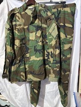 NEW Men&#39;s BDU Woodland Camo Tactical Jacket And Pants Set XL Regular - £62.27 GBP