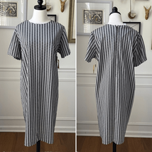 Vintage 60s 70s NWT NOS Sears Polyester Black White Print Shift Dress Sh... - $38.70