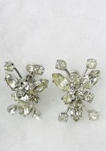 Vintage Rhinestone Butterfly Screw Back Hinged Earrings  Crystal Silver-... - $133.25 MXN