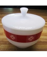 Vintage Federal Glass Gingham Covered Bowl/Chip On Ring Underside Of Lid - $24.99