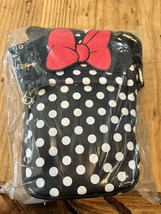 Disney Minnie Mouse Black Polka Dot Bow Crossbody Bag 8”X5” - £37.95 GBP