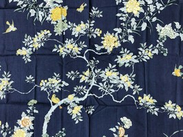 Vtg 1975 GP&amp;J Baker Mountain Peony Floral Bird Cotton Fabric 42.5x52 Eng... - $74.10